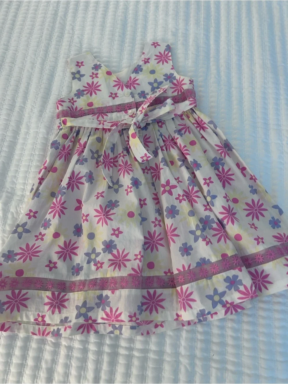 greendog White Floral Sundress with Pink and Purple Flowers. Cotton Size 3T